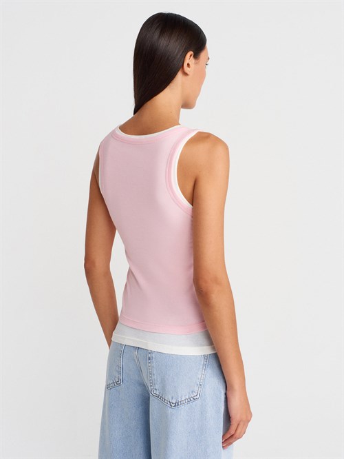 Wholesale Womens Powder Pink Double Layer Cotton Top