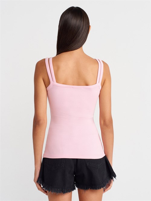 Wholesale Womens Powder Pink Double Straps Tank Top