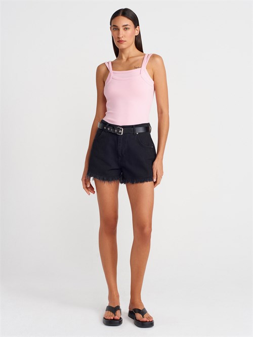 Wholesale Womens Powder Pink Double Straps Tank Top