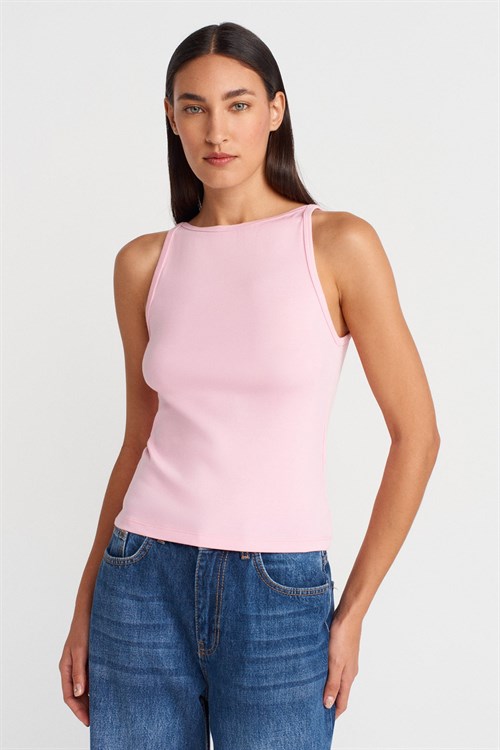 Wholesale Womens Powder Pink Modal Cotton Sleeveless Top