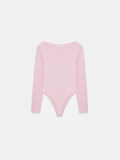 Wholesale Womens Powder Pink Scoop-Neck Bodysuit