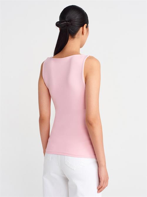 Wholesale Womens Powder Pink U Neck Tank Top