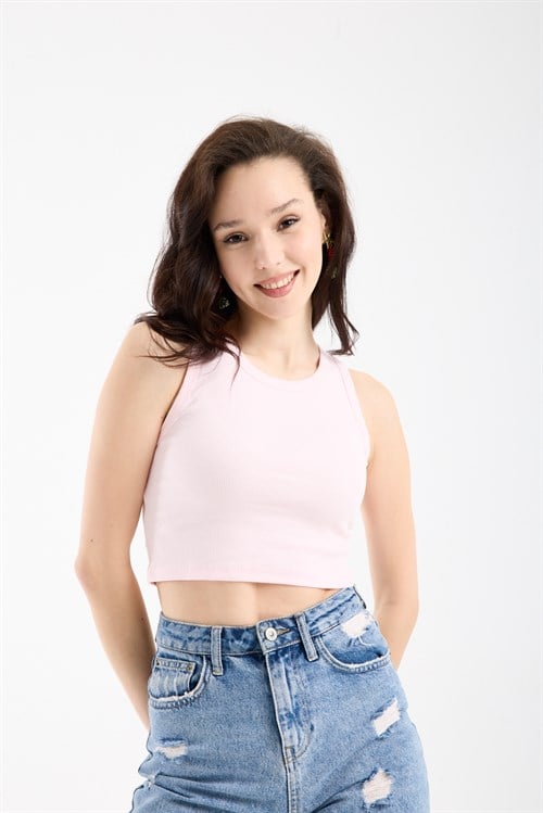 Wholesale Womens Powder Ribbed Crop Top