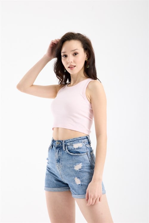 Wholesale Womens Powder Ribbed Crop Top
