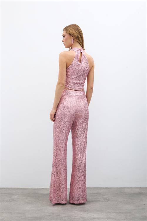 Wholesale Womens Powder Sequined Loose-Fit Trousers