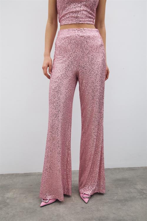 Wholesale Womens Powder Sequined Loose-Fit Trousers