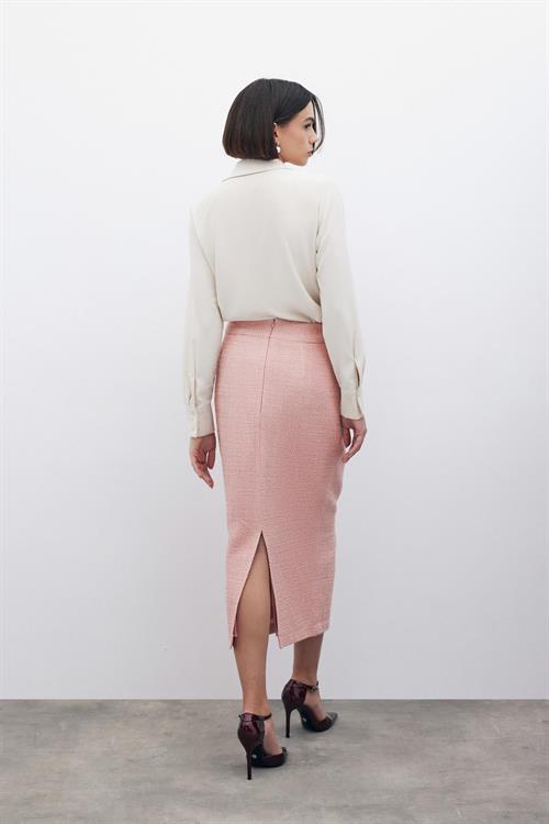 Wholesale Womens Powder Tweed Midi Skirt