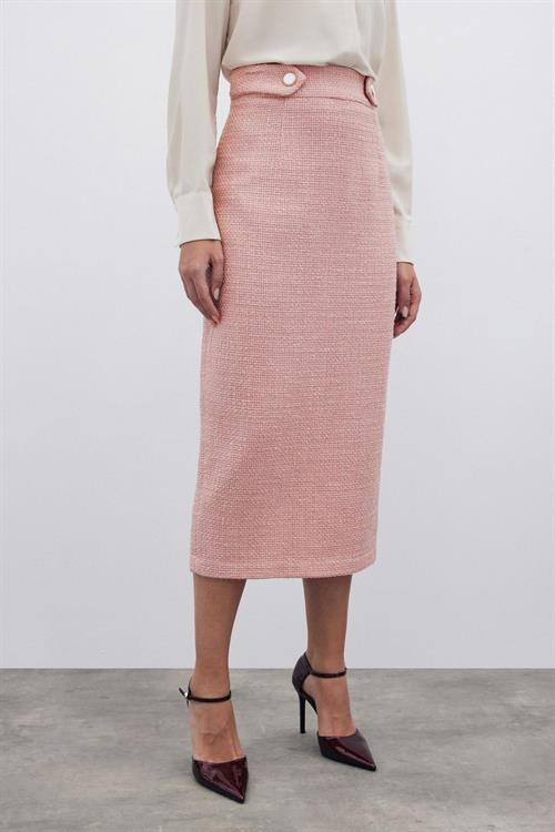 Wholesale Womens Powder Tweed Midi Skirt