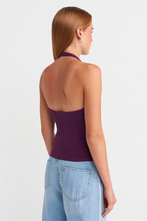 Wholesale Womens Purple Cotton Halter Top