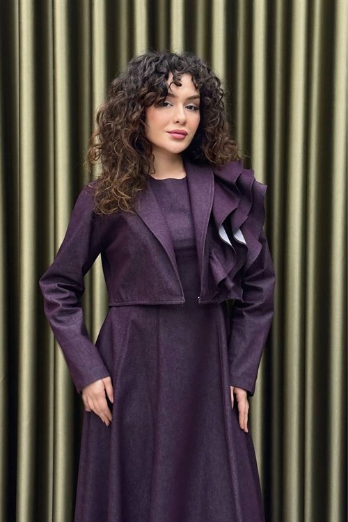 Wholesale Womens Purple Denim Two-Piece Hijab Set