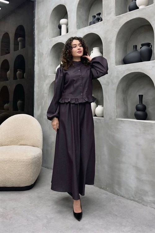 Wholesale Womens Purple Denim Two-Piece Hijab Set