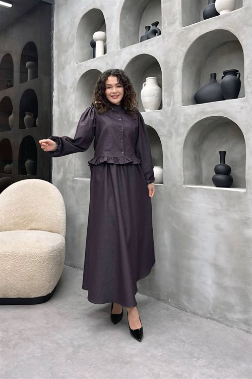 Wholesale Womens Purple Denim Two-Piece Hijab Set