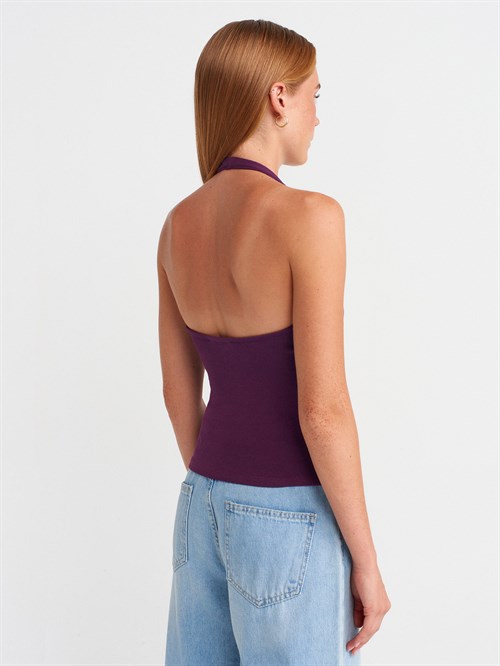 Wholesale Womens Purple Halter Neck Top