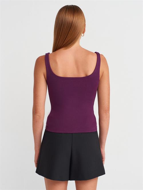 Wholesale Womens Purple Square-Neck Tank Top with Open Back