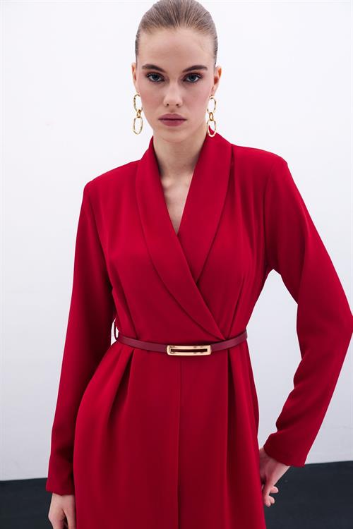 Wholesale Womens Red Crepe Jumpsuit with Belt