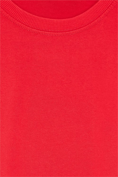 Wholesale Womens Red Crew-Neck Basic T-Shirt