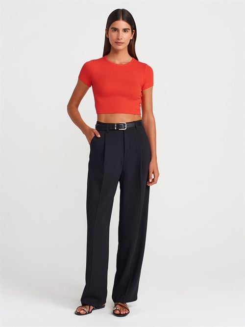 Wholesale Womens Red Crop T-Shirt