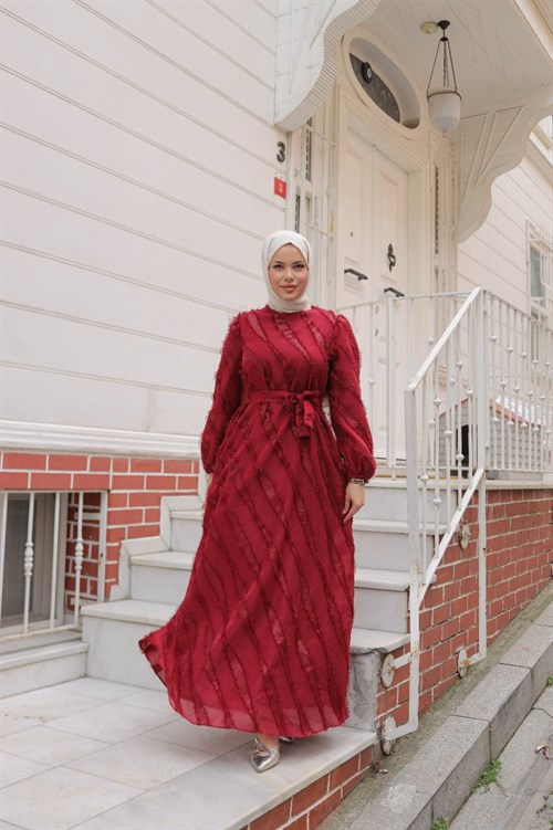Wholesale Womens Red Maxi Hijab Dress
