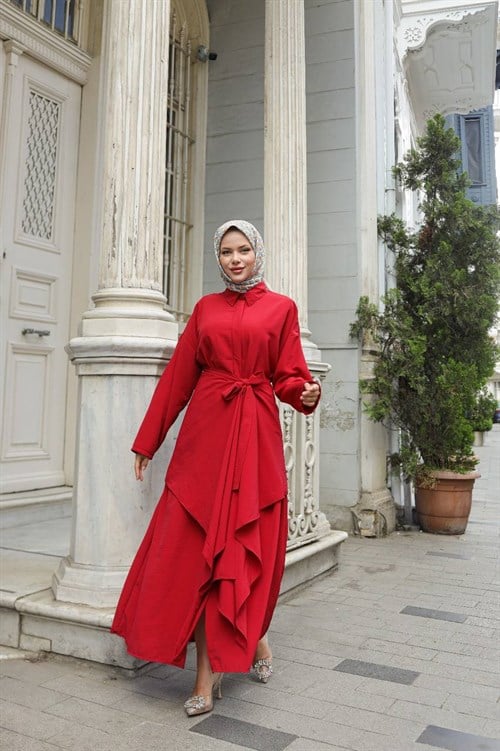 Wholesale Womens Red Maxi Hijab Dress