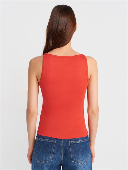 Wholesale Womens Red Modal Cotton Sleeveless Top