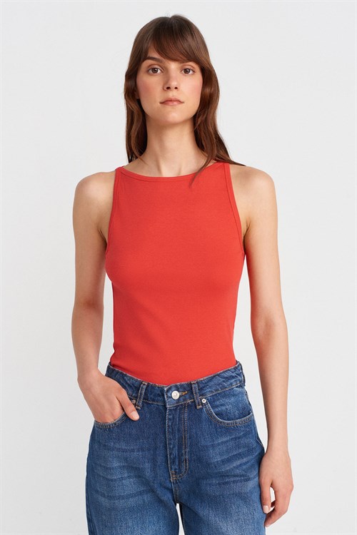 Wholesale Womens Red Modal Cotton Sleeveless Top