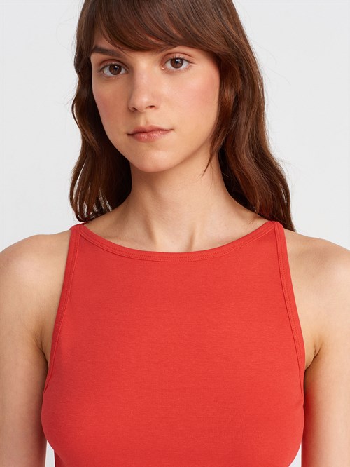 Wholesale Womens Red Modal Cotton Sleeveless Top