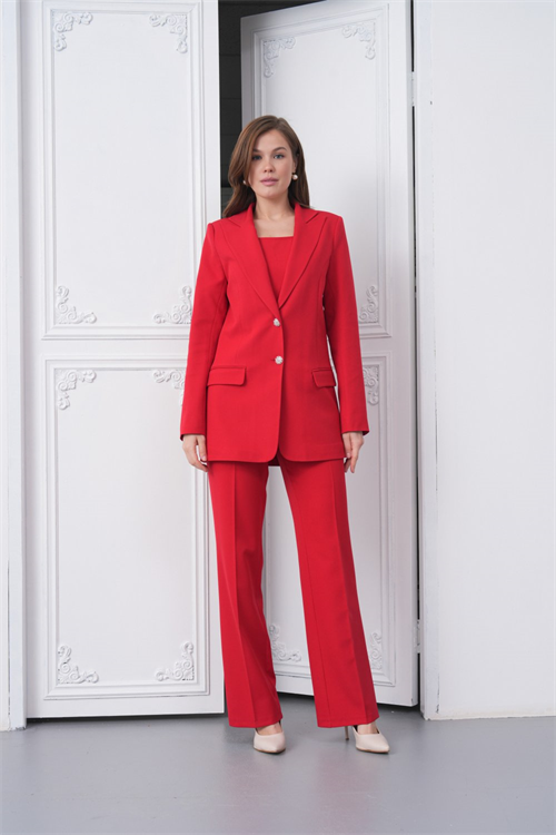 Wholesale Womens Red Plus Size Two-Piece Suit 