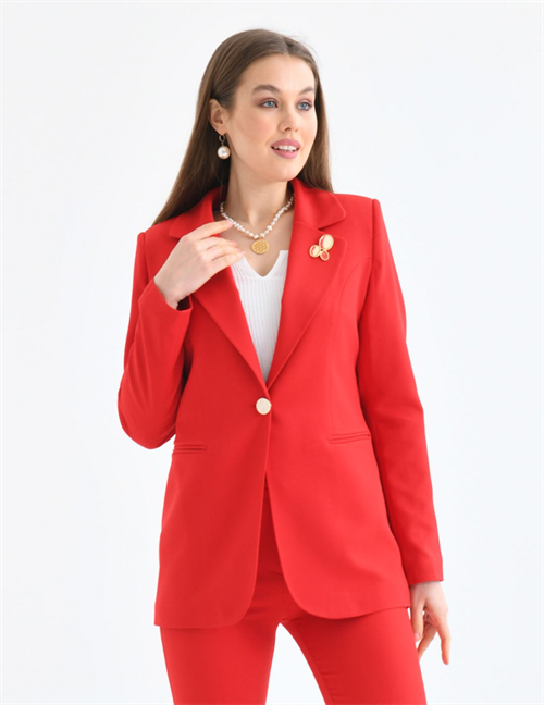 Wholesale Womens Red Plus Size Two-Piece Suit 