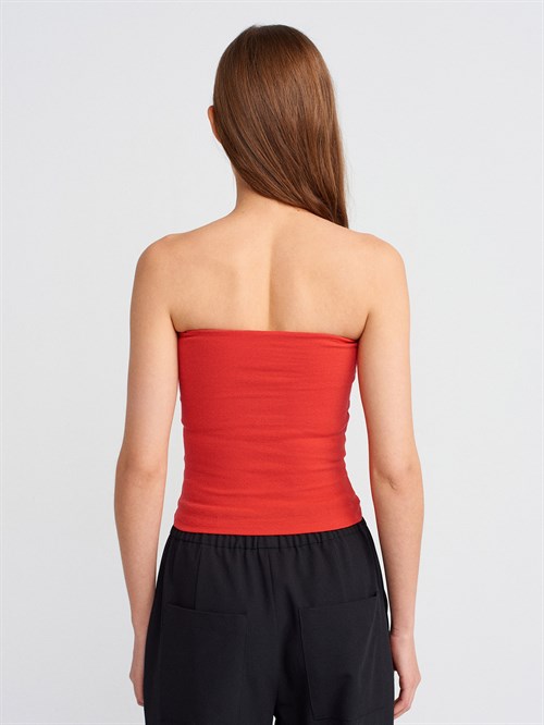 Wholesale Womens Red Strapless Top