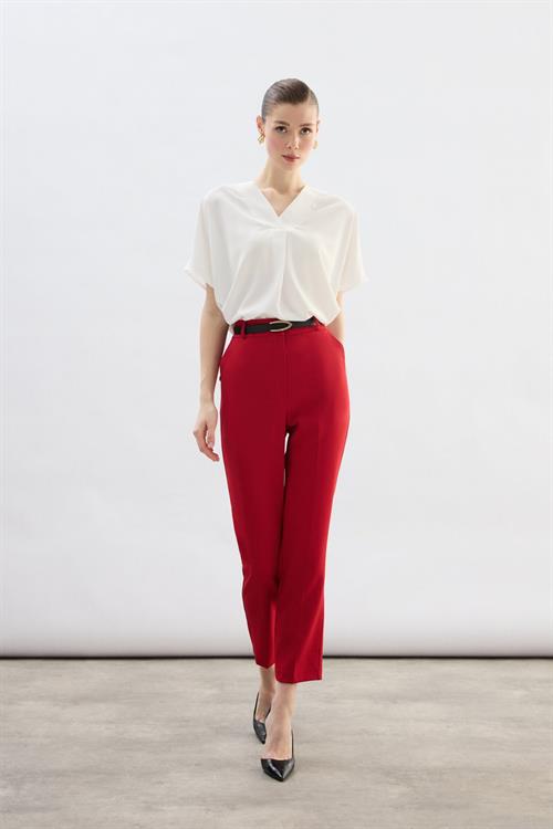 Wholesale Womens Red Trousers with Belt