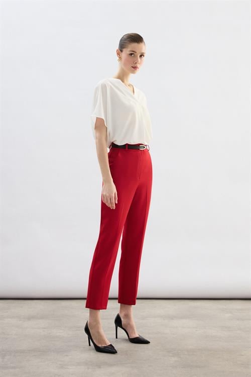 Wholesale Womens Red Trousers with Belt