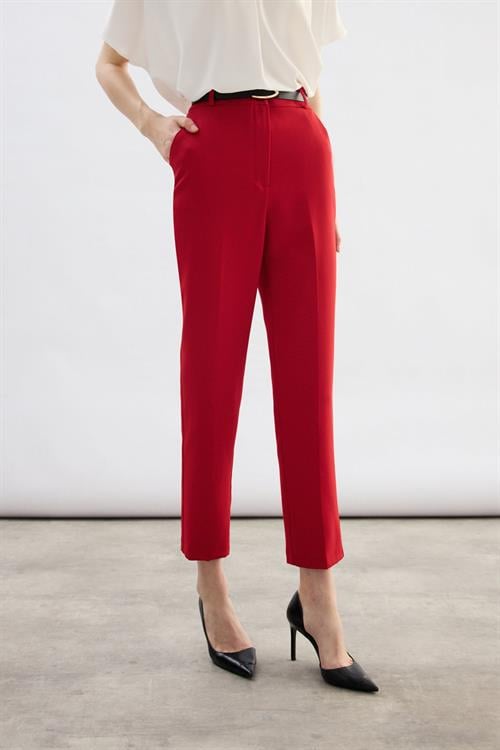 Wholesale Womens Red Trousers with Belt
