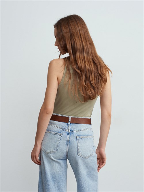 Wholesale Womens Sage Modal Cotton Sleeveless Top