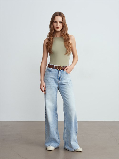 Wholesale Womens Sage Modal Cotton Sleeveless Top