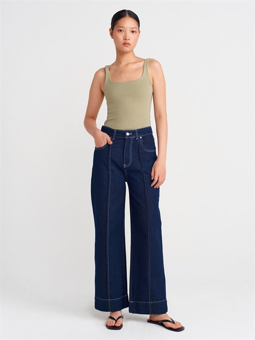 Wholesale Womens Sage Square-Neck Tank Top with Open Back