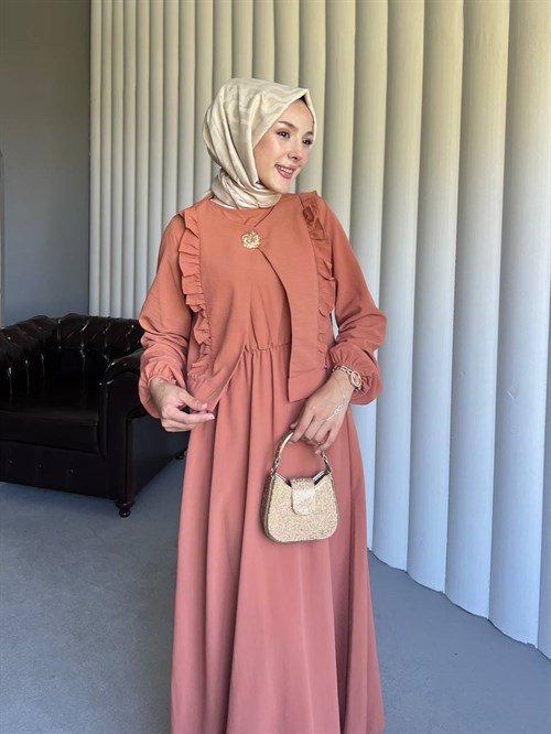 Wholesale Womens Salmon Maxi Hijab Dress