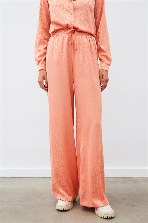 Wholesale Womens Salmon Patterned Trousers with Elastic Waist