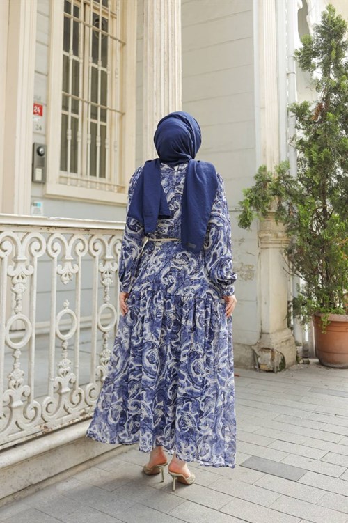 Wholesale Womens Sax Blue Maxi Hijab Dress