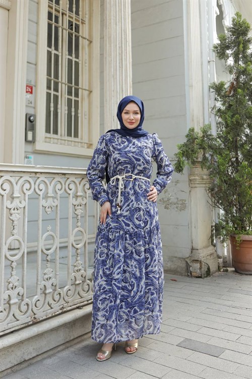 Wholesale Womens Sax Blue Maxi Hijab Dress