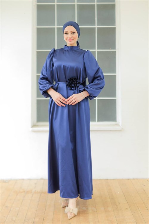 Wholesale Womens Sax Blue Maxi Hijab Dress