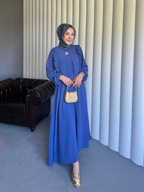 Wholesale Womens Sax Blue Maxi Hijab Dress