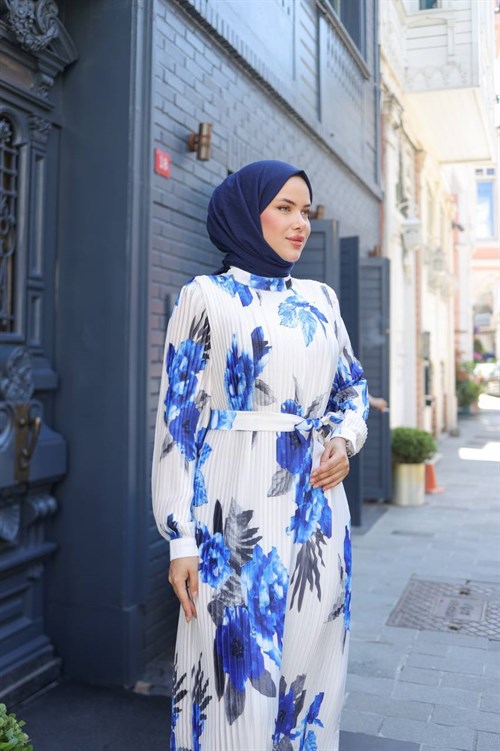 Wholesale Womens Sax Blue Maxi Hijab Dress