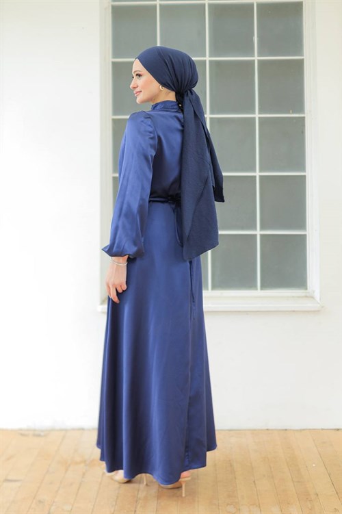 Wholesale Womens Sax Blue Maxi Hijab Dress