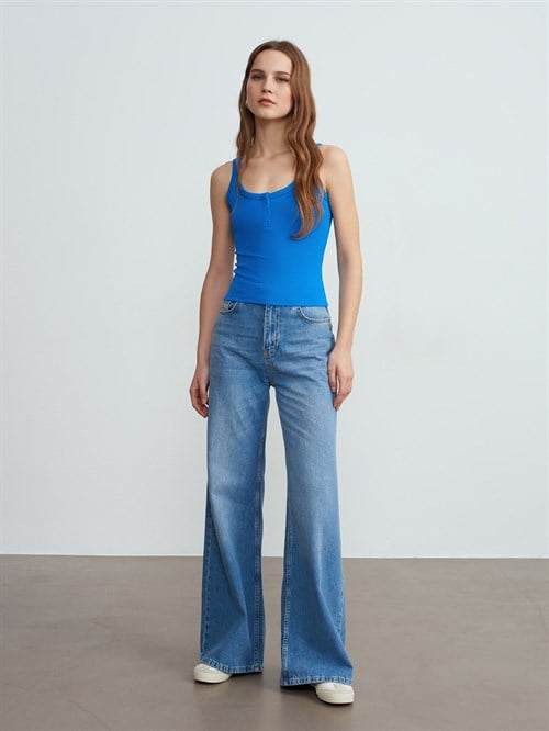 Wholesale Womens Sax Blue Modal Cotton Tank Top