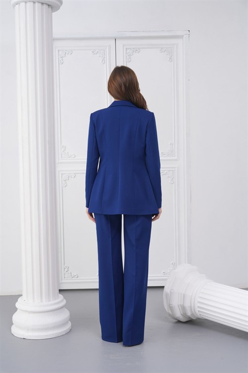 Wholesale Womens Sax Blue Plus Size Two-Piece Suit 
