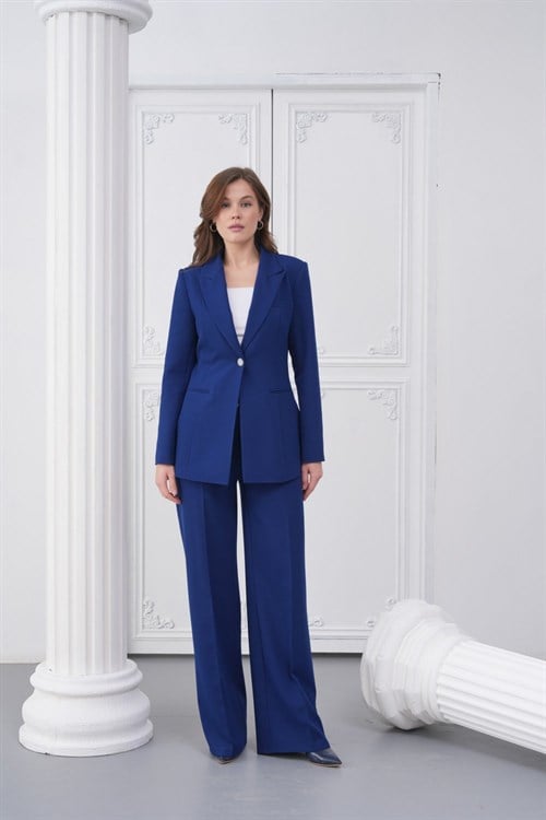 Wholesale Womens Sax Blue Plus Size Two-Piece Suit 