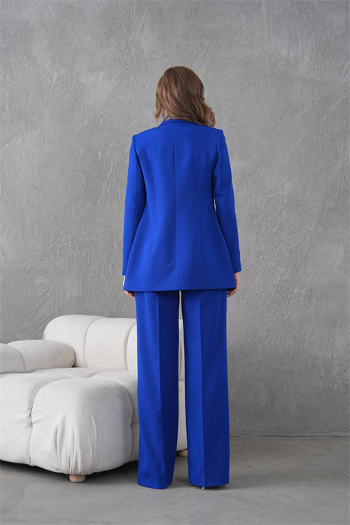 Wholesale Womens Sax Blue Plus Size Two-Piece Suit 