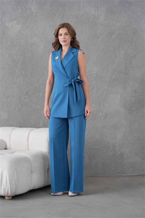 Wholesale Womens Sea Blue Plus Size Two-Piece Suit
