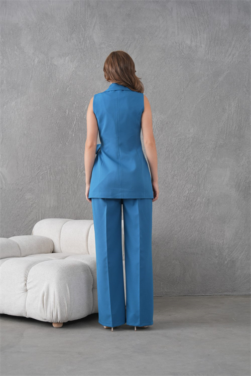 Wholesale Womens Sea Blue Plus Size Two-Piece Suit