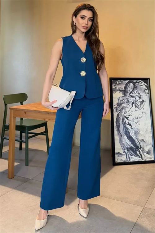 Wholesale Womens Sea Blue Two-Piece Suit 